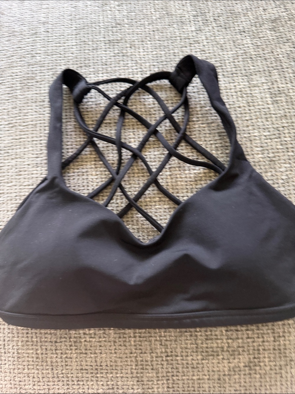 Lululemon strappy black workout sports bra, xs, worn once, light-med padded